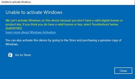 Windows activation error default product key